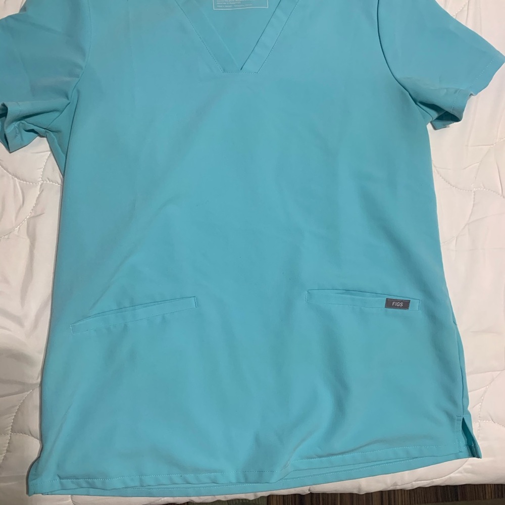 Figs said small Neon Blue scrub shirt